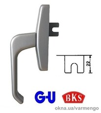 Ручка для алюминиевого окна G-u серебро, штифт 1х22 мм.